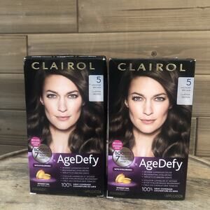 (2) Clairol Age Defy Medium Brown 5 Hair Color Dye, Gray Coverage New in Box